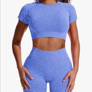 Blue two piece workout set